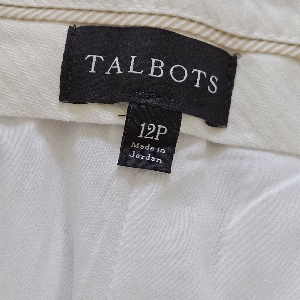 Talbots White Cropped Chino Pants Womens Size 12 PETITE Preppy Coastal Summer - Picture 3 of 7
